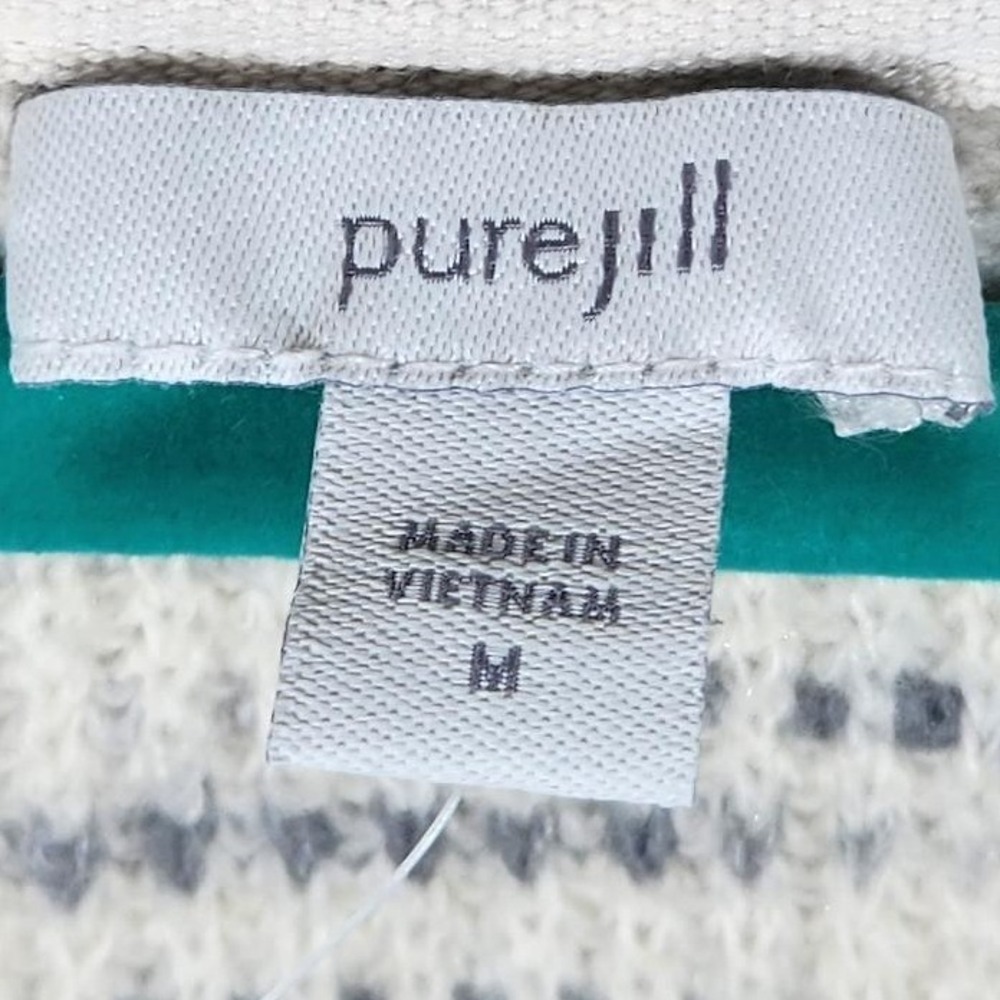 Pure Jill J. Jill Women Medium Cream Blue Space Dye Ribbed V-Neck Sweater - Picture 7 of 8
